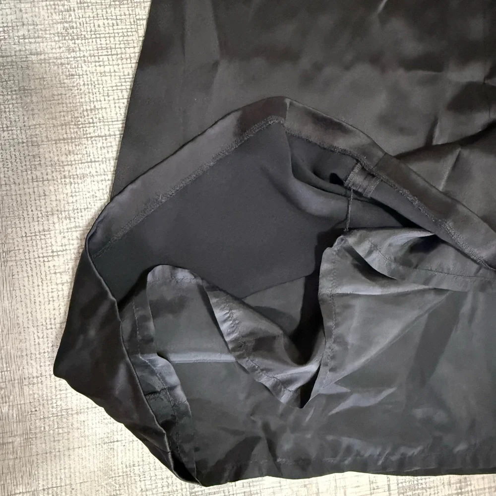 Carmen Marc Valvo Collection Black Satin Maxi Skirt Size Medium - Picture 3 of 8